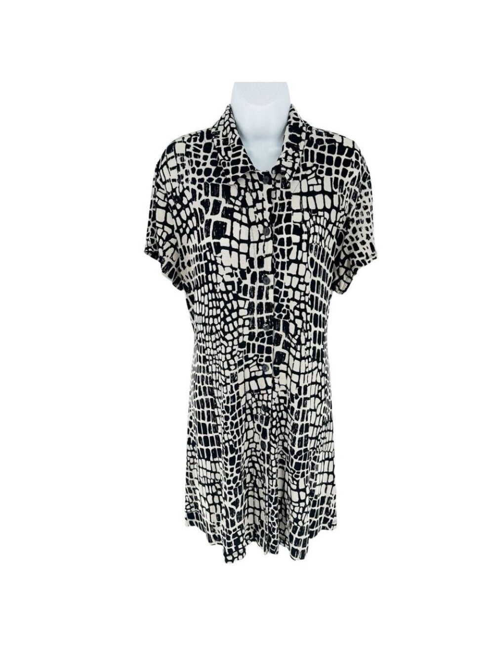 Chicos 3 Travelers Dress Women XL Geometric Animal Button Shirt Stretch Slinky